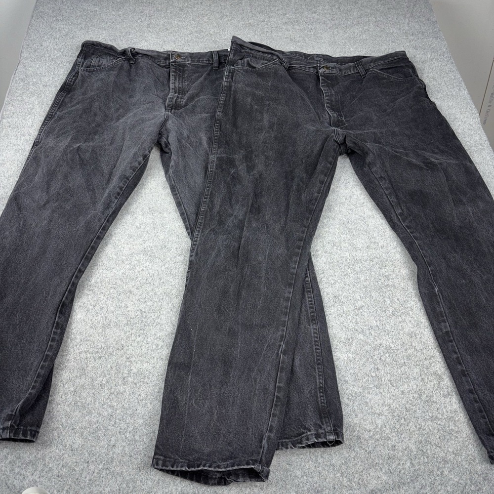 Rustler Jeans Mens 42x32 Black Wash Lot Of 2 Straight Leg Workwear Western Rodeo
